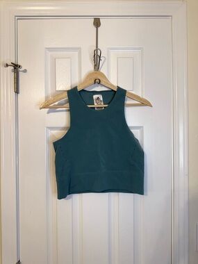 adidas Teal Ribbed Sleeveless Cropped Tank